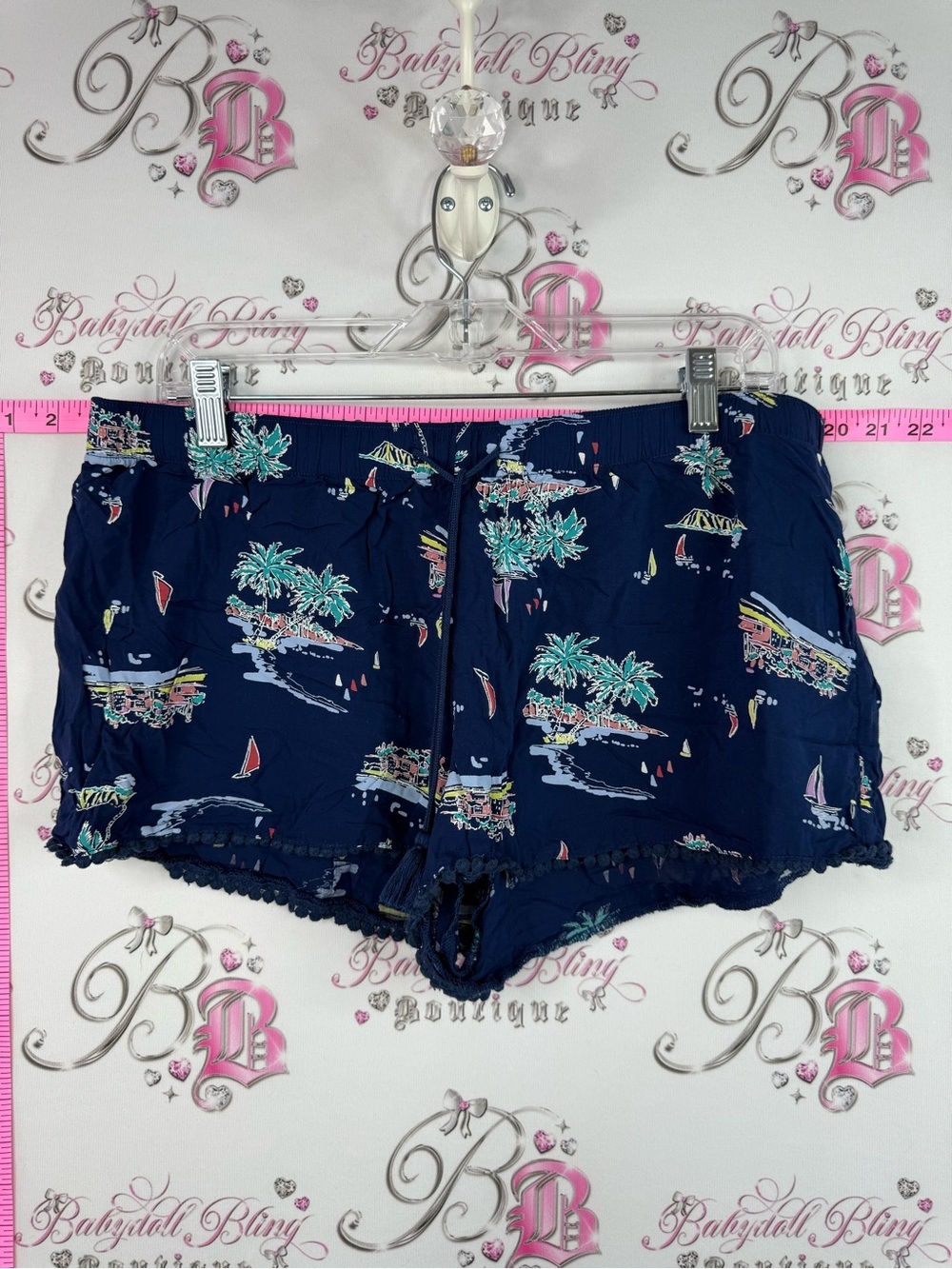 GapBody shorts sail boats Navy Blue Floral-Print Blouse